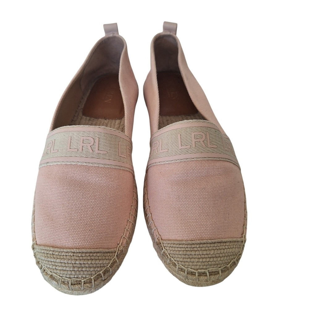 Lauren‎ Ralph Lauren Espadrille Women US 10 Caylee Canvas Flat Natural pink